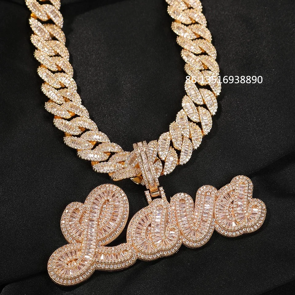 Ожерелье с кулоном и надписью на заказ цепочка в виде багета подходит для мужчин