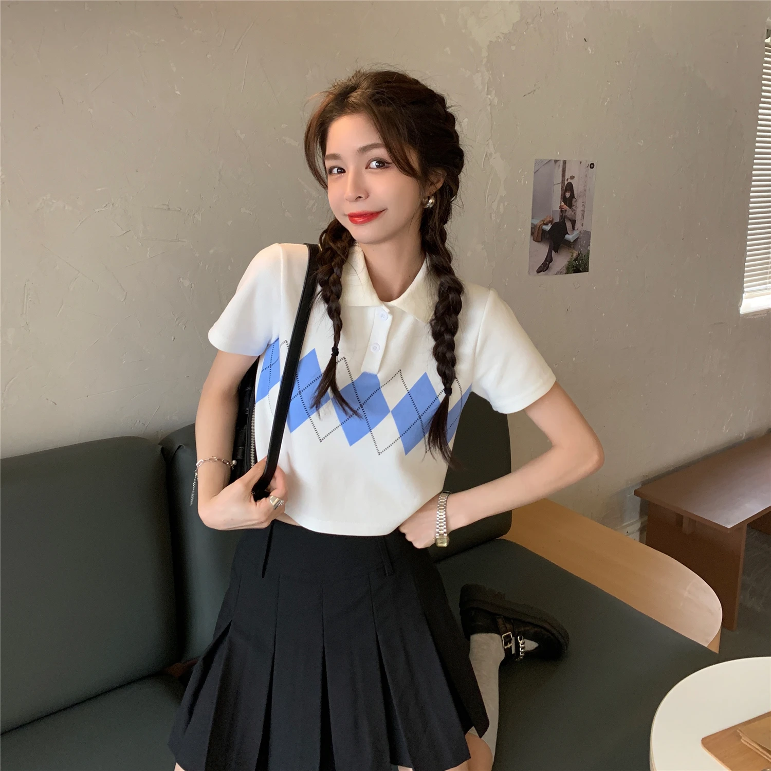 

2022 Summer New Preppy Style Short-sleeved T-shirt Women Sexy Fashion Short Comfortable Casual Topboutique Clothing All-match
