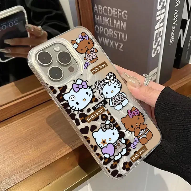 Leopard Slips KT Cat Network Red Large Hole Suitable For Apple 16Pro Max Phone Case 12 New Style iPhone 13 Anti-Fall 11