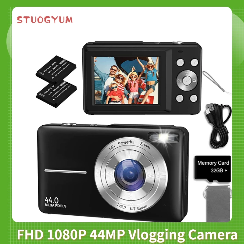 Цифровая камера, перезаряжаемая цифровая камера s с 16-кратным увеличением, компактная камера FHD 1080P 44 МП, камера s для начинающих, фотография - Фотоаппараты и видеокамеры с Али