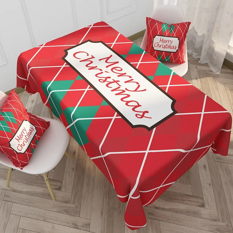 

90X140CM Christmas Decoration Accessories Living Room Kitchen Dining Table Linen Tablecloth Rectangular Waterproof Coffee Table