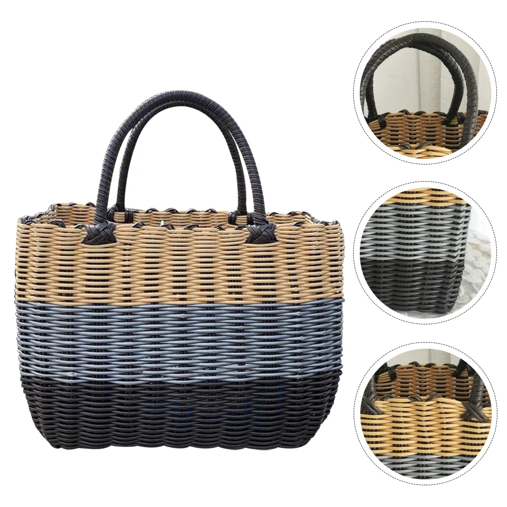 

Basket Storage Showerbaskets Tote Bathroom Mens Woven Wicker Container Sundries Bin Bags Shopping Flower Straw Picnic