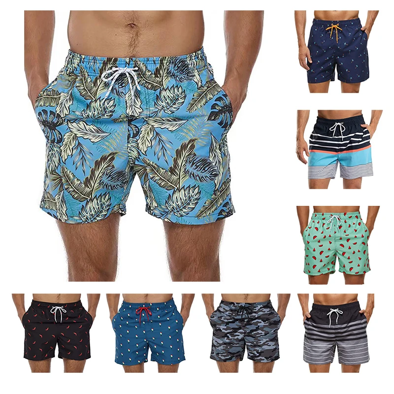 

Мужские летние купальники, шорты, мужские плавки, купальные костюмы, пляжные мужские спортивные штаны для серфинга и плавания, сетчатая подкладка и карманы