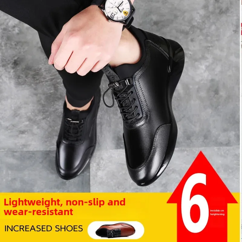 Мужские деловые двухслойные туфли коровья кожа дышащие повседневные высокие