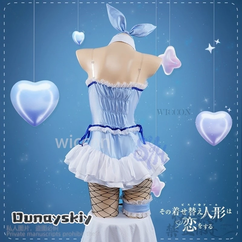 Фото Аниме My Dress Up Marin Kitagawa, карнавальный костюм Kawaii, голубой кролик, комбинезон для девочек, головной убор с кроликом, милая Лолита, Хэллоуин №4