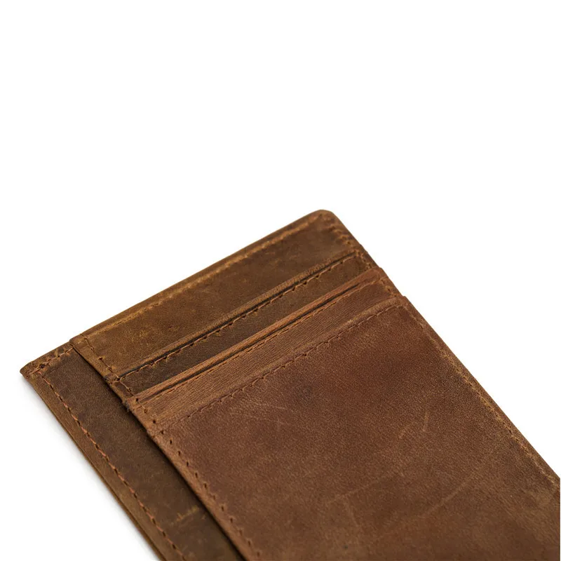 Genuine Leather Men's Money Clip Coin Purse Card Bag Head Layer Crazy Horse Leather Money Clip