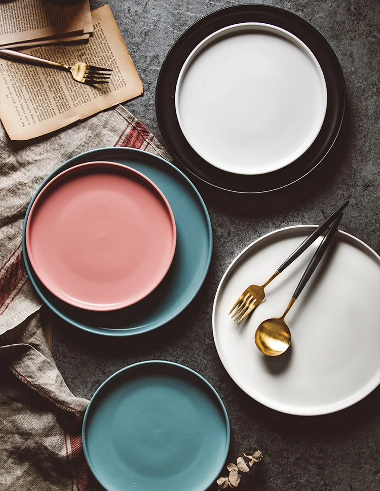 

Креативная матовая глазурованная тарелка в скандинавском стиле для еды в западном стиле тарелка для завтрака тарелка для салата стейка тарелка для пиццы керамическая тарелка