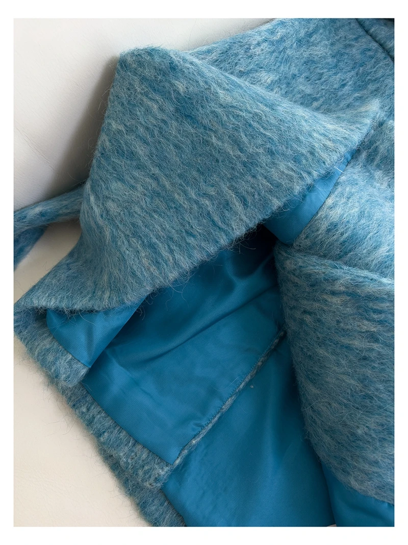 Lingzhiwusis французская винтажная синяя элегантная верхняя одежда высокого качества