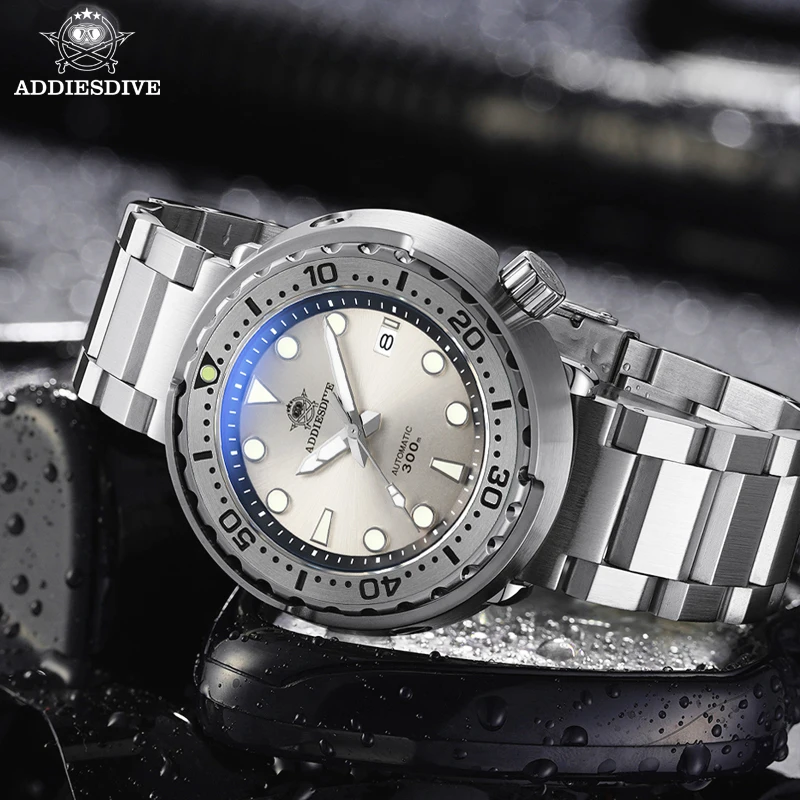 Фото ADDIESDIVE Classic Tuna NH35 Мужские механические часы с сапфировым стеклом, из нержавеющей стали, роскошные автоматические мужские наручные часы reloj hombre №3