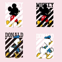 fashion t shirt print disney mickey donald duck patch iron on vinyl tops appliqued heat transfer fashion diy washable sticker