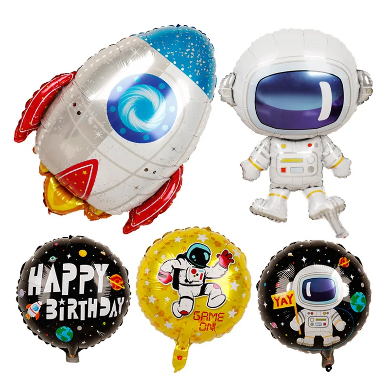 

3D Rocket Balloons Astronaut Balloon Outer Space Spaceship Rocket Ballon for Birthday Party Decorations Boy Kids Baloons Toys