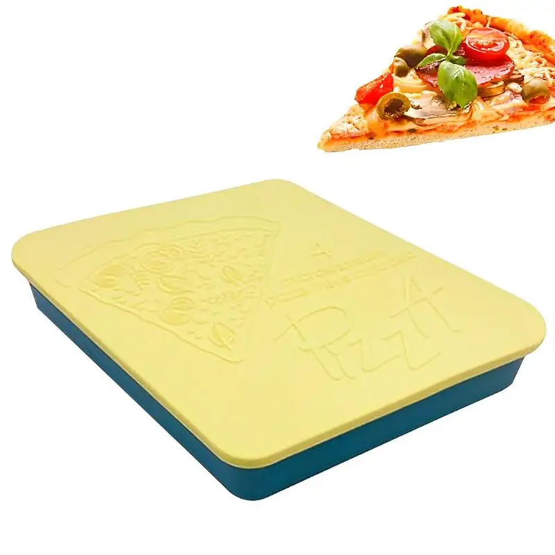 

Pizza Container Silicone Food Storage Box With 4 Trays Pizza Slice Box Reusable Pizza Pan Pizza Box With Lid To Leftover