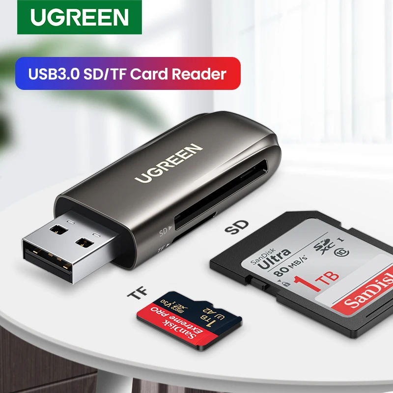 

Кардридер UGREEN с USB 3,0 на SD, Micro SD, TF