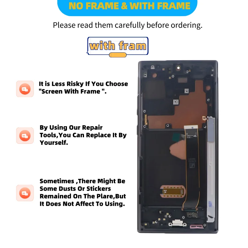 Tanie 100% Oryginalny AMOLED LCD Do Samsung Galaxy Note 20 Ultra N985 N986 N985F Wyświetlacz Ekran Dotykowy Digitizer Usługi Części Z Kropkami