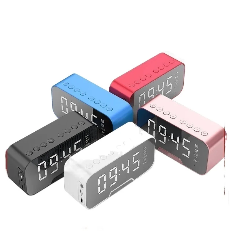 

Настольные часы Bluetooth-динамик беспроводной с FM-радио Светодиодный зеркальный будильник часы сабвуфер музыкальный плеер