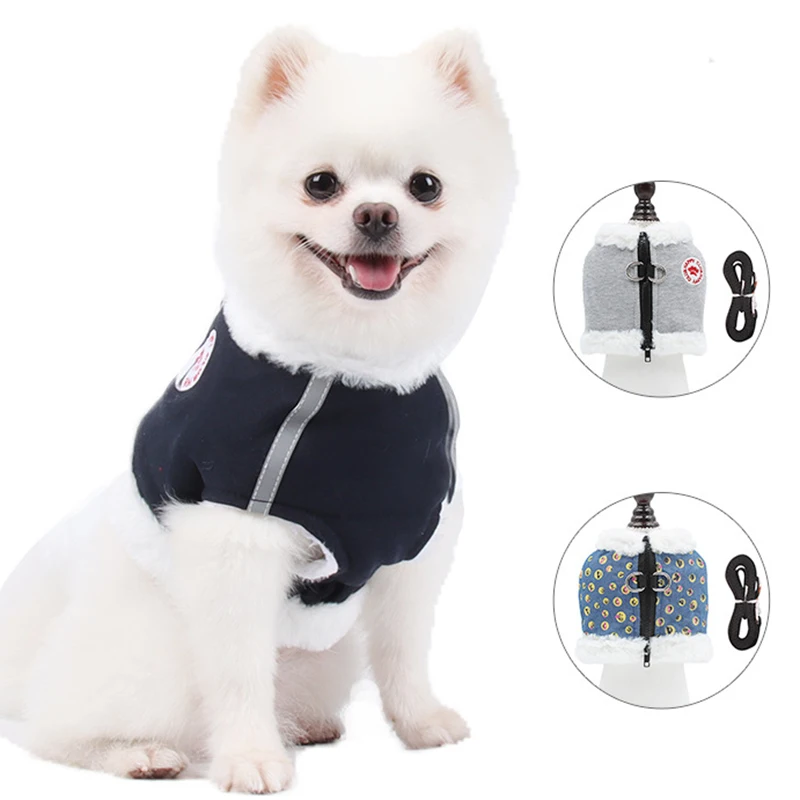 

Winter Dog Cat Harness Leash Set Warm Vest For Small Medium Dogs Reflective Harnesses Nylon Leash Puppy Vest Yorkie Chihuahua