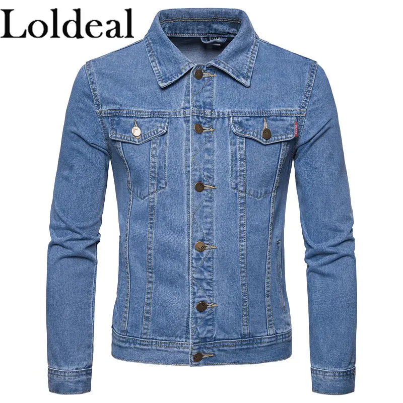 

Мужская джинсовая куртка, Классическая облегающая повседневная куртка на пуговицах