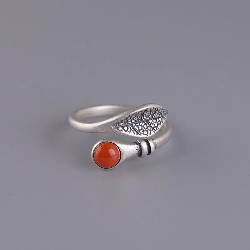 

Женское Винтажное кольцо из серебра 925 пробы, с инкрустацией листьев