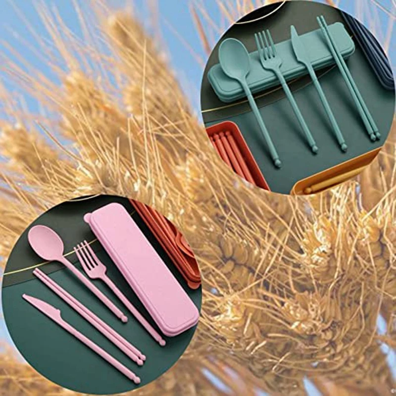 Набор портативной посуды 8 цветов набор многоразовых дорожных столовых приборов