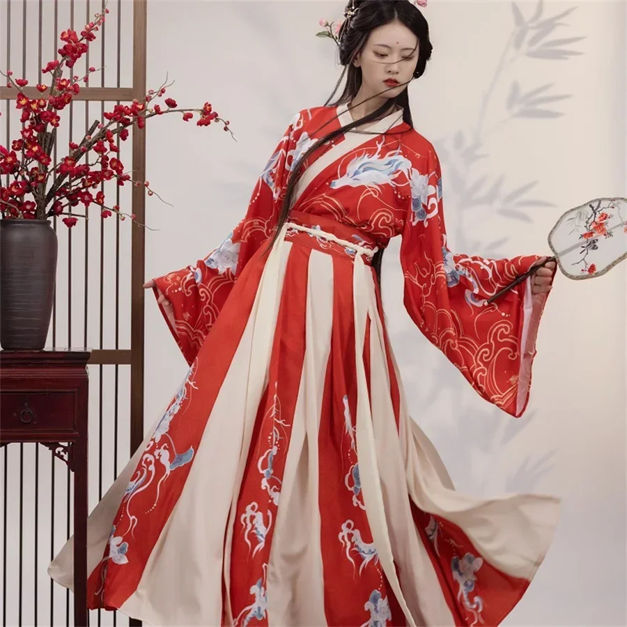 Фото Hanfu Groen Rood Zomer Kostuum Vrouw Китайская традиция Oude Jurk Oosterse коммерчески Jurk Elegantie Tang Dynastie Gerbiling №4