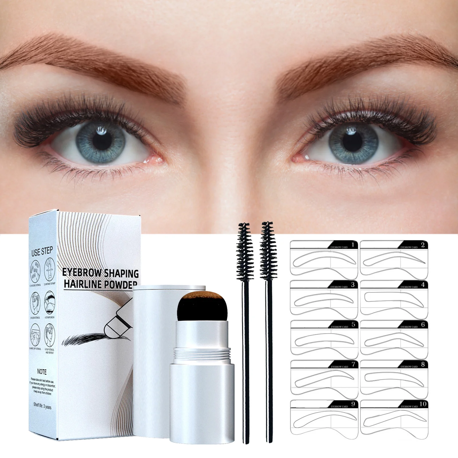

Brow Stamp Waterproof One Step Eyebrow Pencil Stencil Set With 10-PCS Eyebrow Templates & 2-PCS Eyebrow Brushes For Tinting