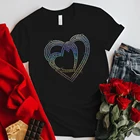 Женская футболка с красочными блестками и принтом Love, Повседневная футболка с коротким рукавом для Дня Святого Валентина, женские летние топы с графическим принтом