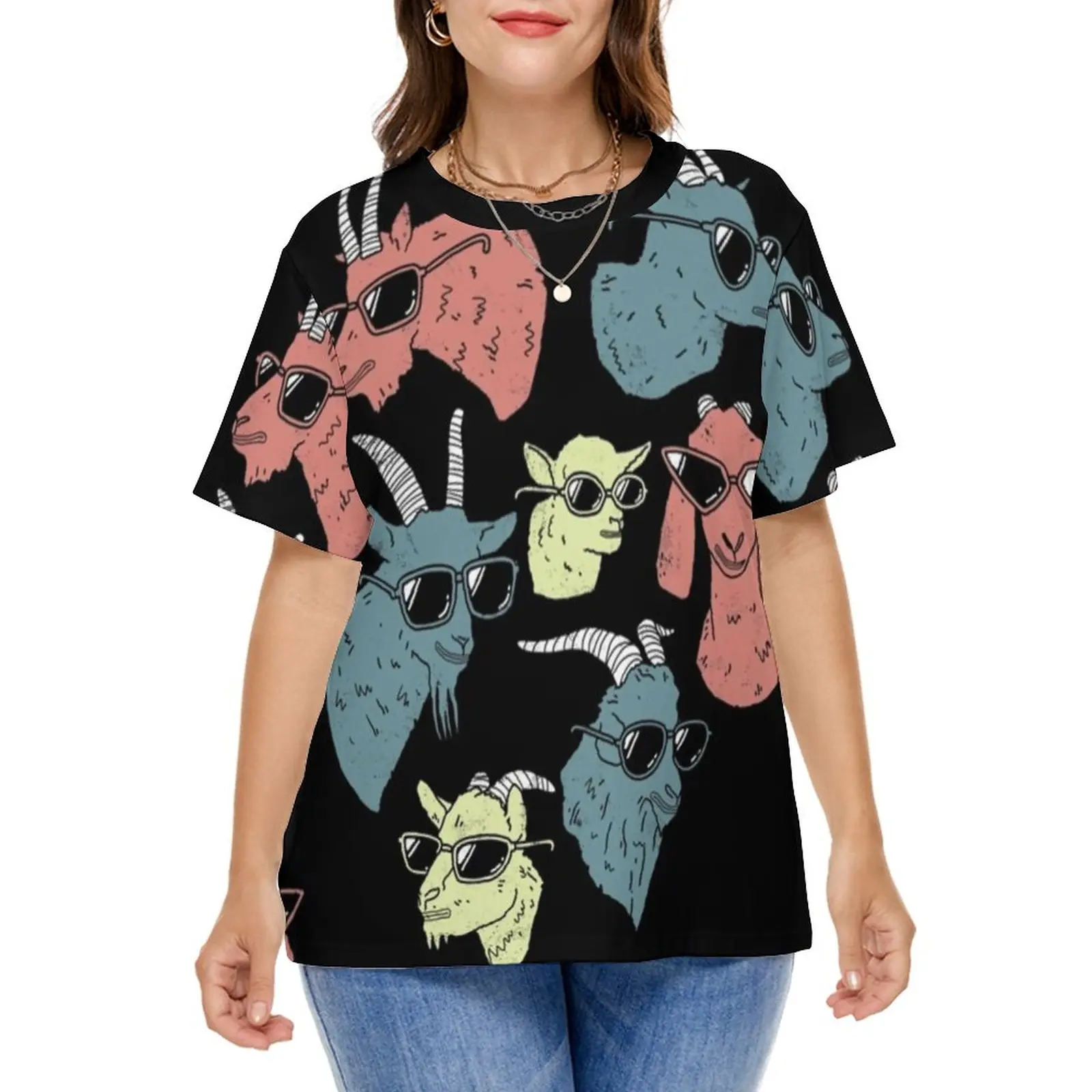 

Cool Farm Animal Print T Shirt Funny Goats Aesthetic T Shirts Short-Sleeve Casual Tshirt Ladies Beach Trendy Tops Plus Size 5XL
