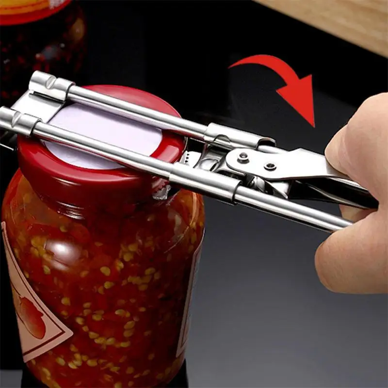 

Adjustable Jar Opener Stainless Steel Manual Bottle Lid Opener For Weak Hands Easy Grip Kitchen Accessories Gadgets Tools