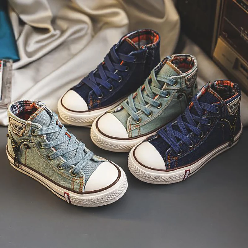 

New Spring and Autumn Canvas Children Shoes Boys Sneakers Kids Shoes for Girls Jeans Denim Flat Boots Baby Toddler Shoes