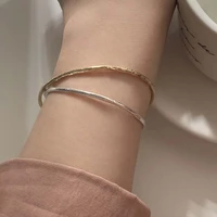 925 silver fine ring bracelet irregular textured hand made temperament bracelet consice bangles with charms pulseras mujer
