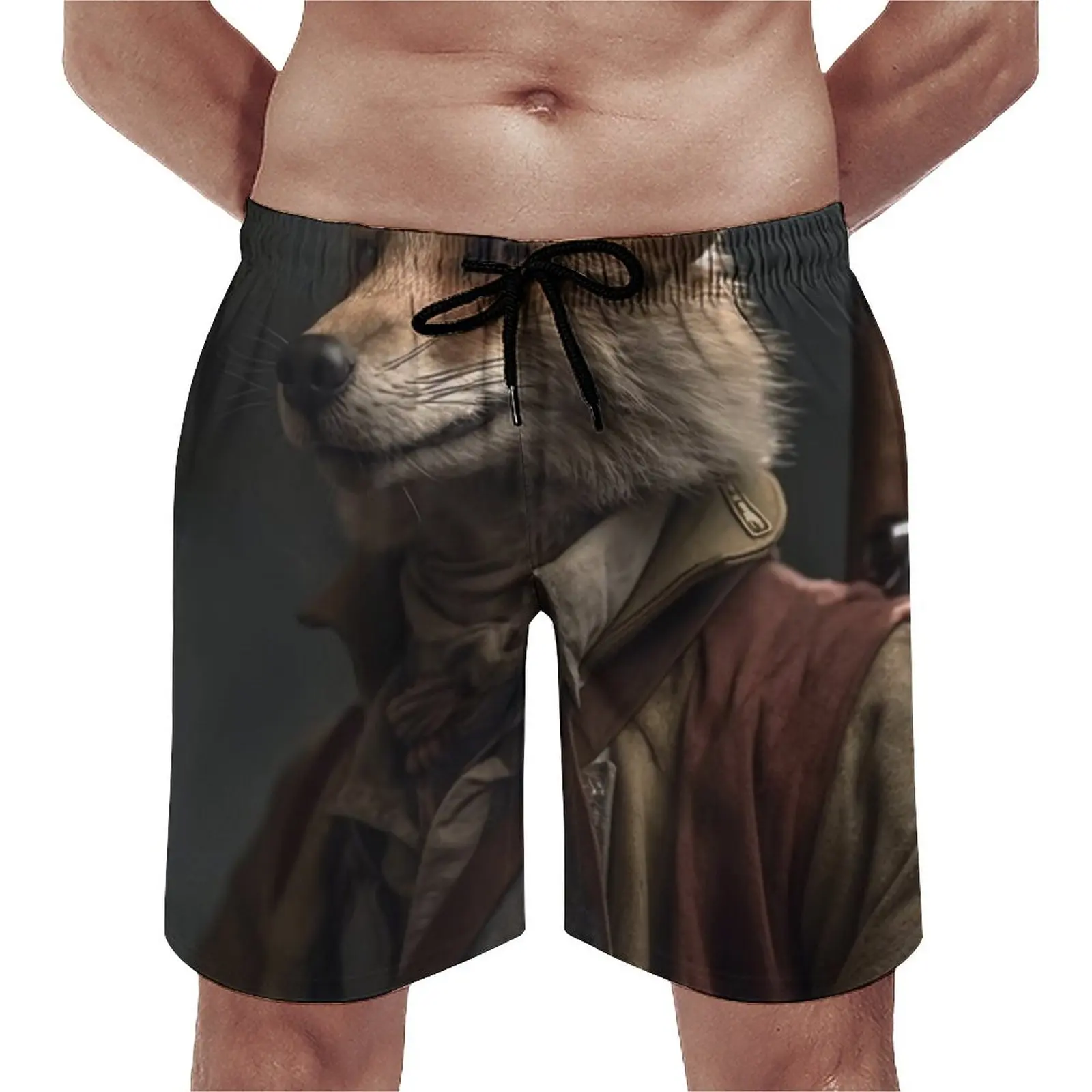 

Fox Board Shorts Hunting Animal Personify Funny Beach Short Pants Men Pattern Sports Comfortable Beach Trunks Gift Idea