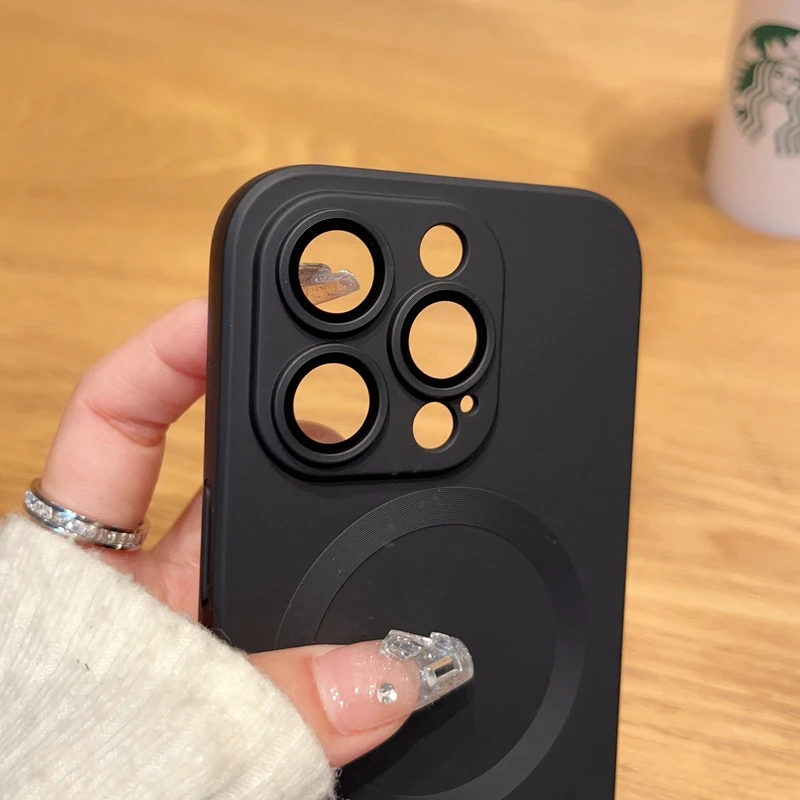 Ultra Thin Silicone For Magsafe Magnetic Wireless Charge Case For iPhone 14 13 11 12 Pro Max Plus Shockproof Full Lens Cover