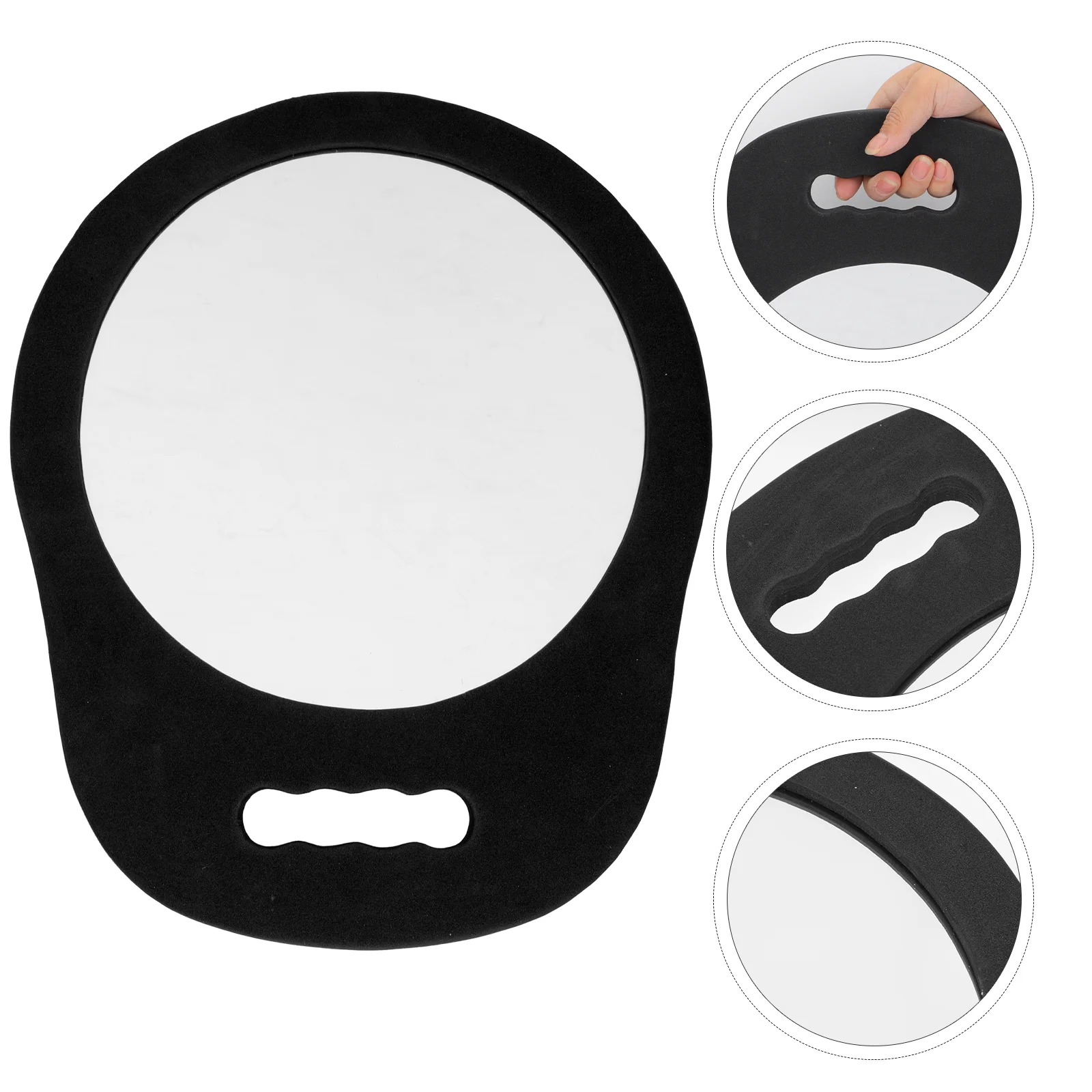 

Foam Mirror Hanging Wall Beauty Handheld Hair Salon Check Round Foams Glass Girls Makeup Miss
