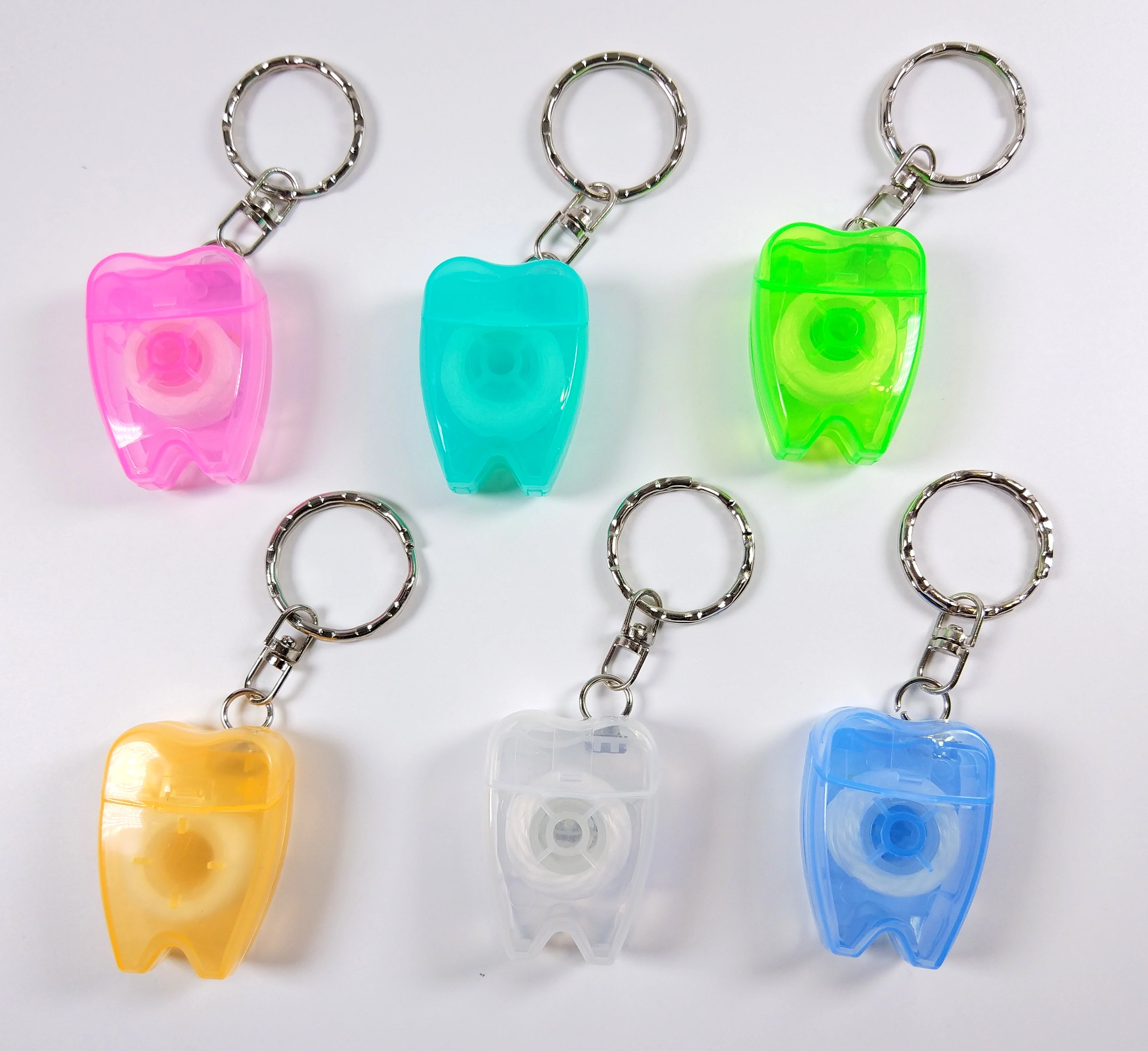 

50Pcs Dental Waxed Floss Flosser Teeh Cleaner Mint Interdental Brush With Key Chain Tooth Cleaning Tool Oral Care