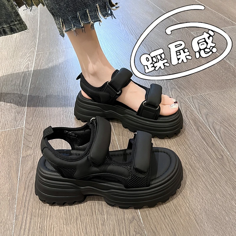 

Сандалии женские универсальные на низком толстом каблуке, модная спортивная Удобная Уличная обувь, гладиаторы, для девушек, 2023