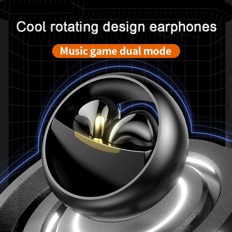 

New TWS Wireless Bluetooth Earphones Music Gaming Noise Reduction Earset Cool Metal Texture Rotating Earphones for Phone Ipad PC