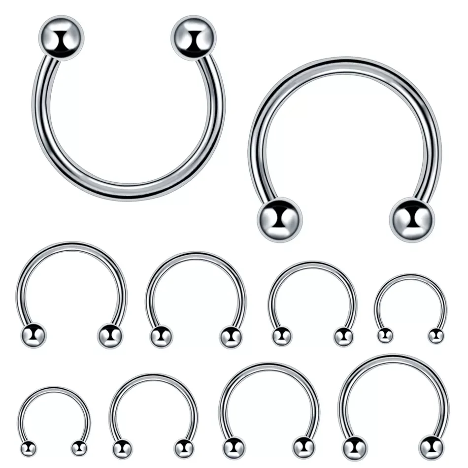 

Steel Trendy Nose Septum Hoop Lip Rings Circular Barbell Horseshoe Ear Tragus Helix Earrings For Unisex Jewelry