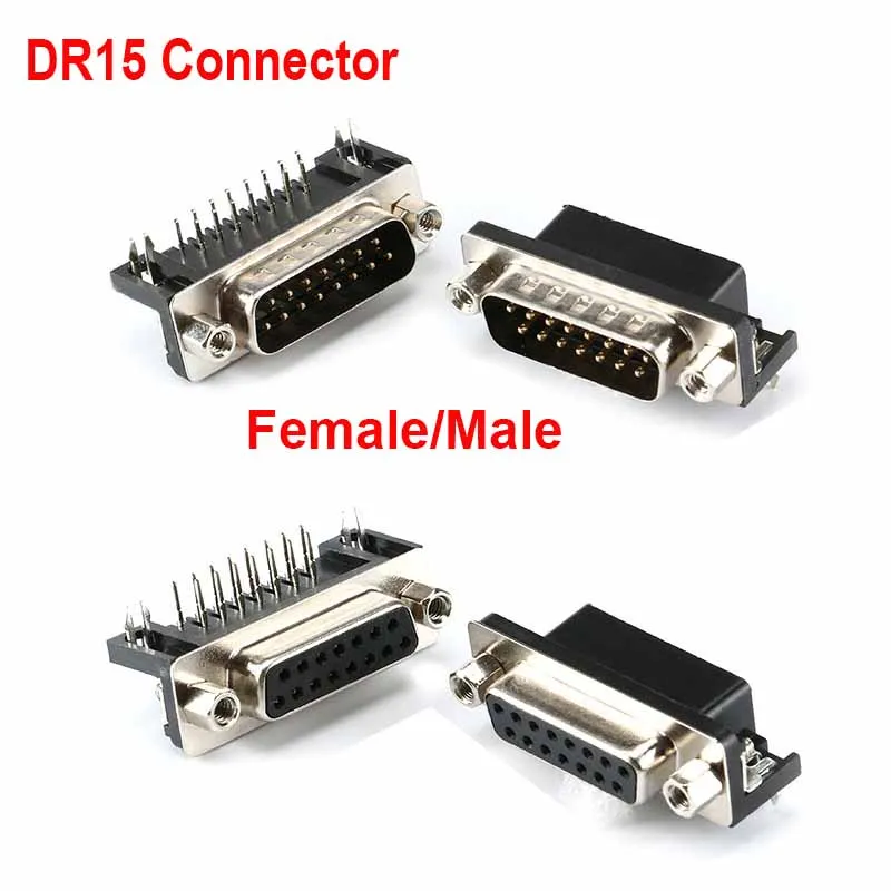 

5 шт. DR15 штекер/гнездо прямоугольные двухрядные штыри PCB Mount VGAplug адаптер гнездо 90 градусов разъем