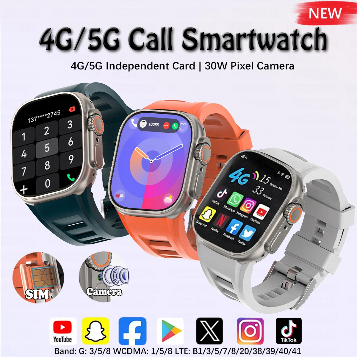 Новые умные часы 5G с независимой SIM-картой камера видеозвонок аккумулятор 780 мАч
