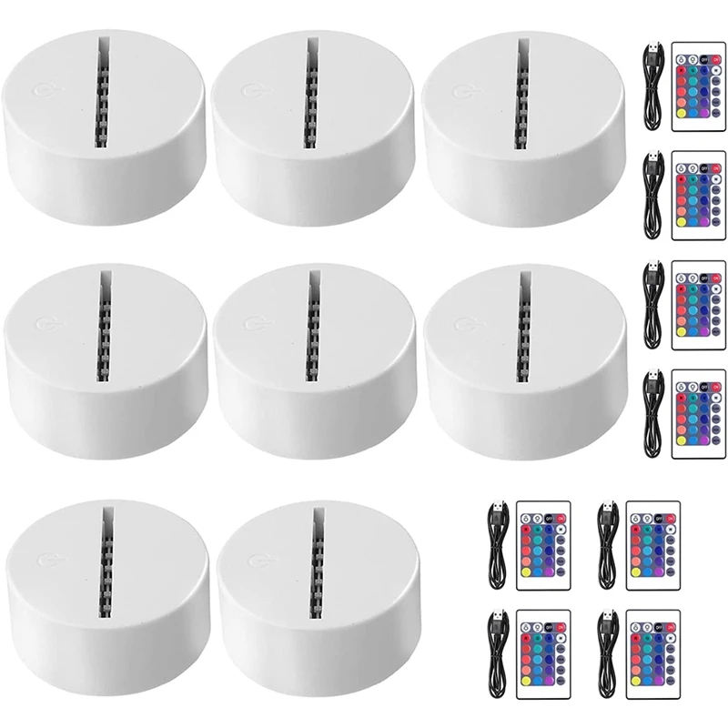 

8-Pack 3D Night LED Light Lamp Base, 7 Colors Decoration Decorative Lights For Bedroom Child Room Living Room Bar