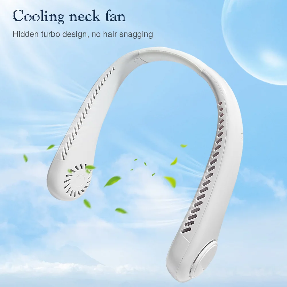 

USB Charging Neck Cooling Fan Mute Wearable Personal Fan Rechargeable Summer Air Cooler 3-Speed Adjustment for Sports Travel