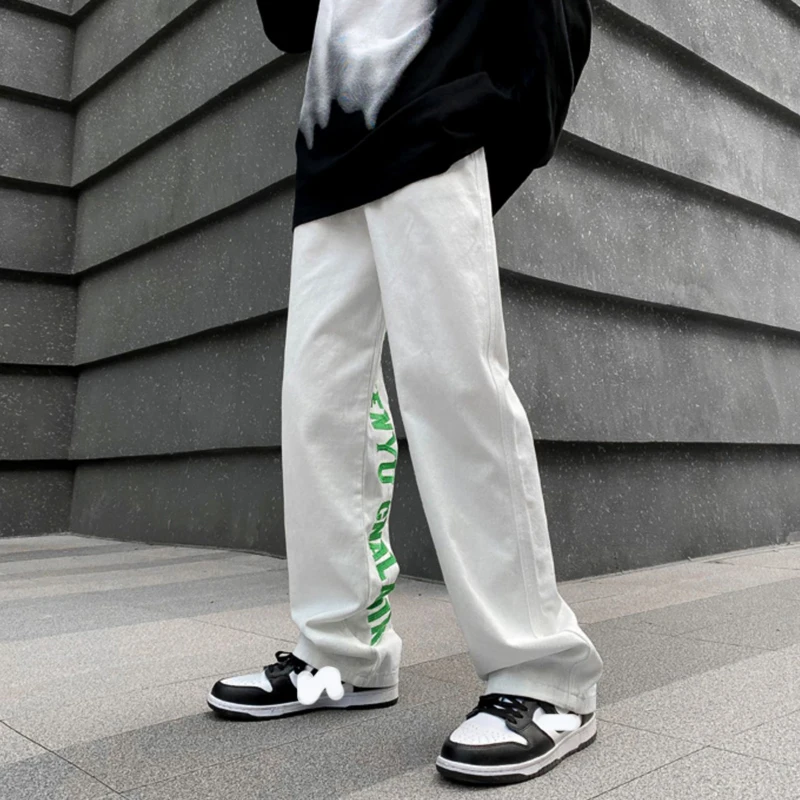 Men's Sweatpants Embroidery Y2K Clothes Casual Wide Leg Pants Jeansy Straight Trousers Skinny Streetwear Gothic Jeans For Men