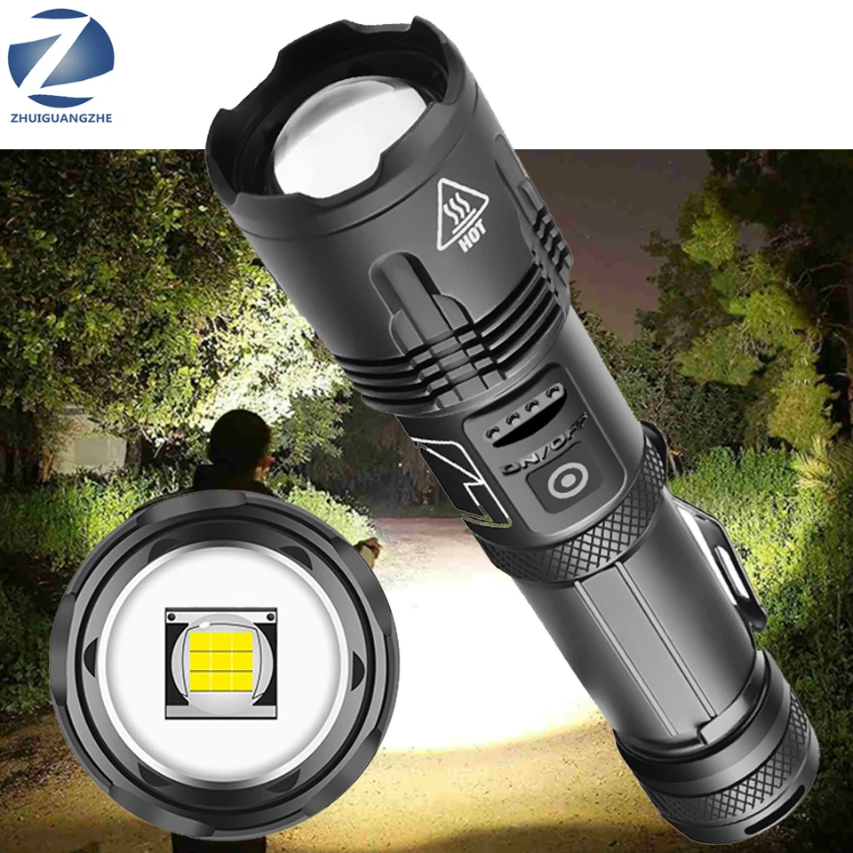 Power Bank Function Lantern XHP100 High Quality 9-core Led Flashlight Zoomable Torch Usb Rechargeable 18650 or 26650 Battery