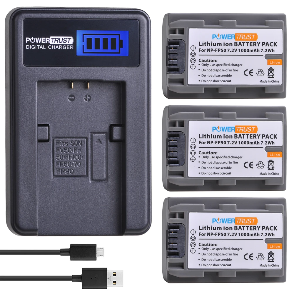 Фото Аккумулятор PowerTrust Li-ion 7.2V 1000mAh NP-FP50 (NPFP50) для Sony NP-FP30 FP60 FP70 FP71 DCR-HC20 HC21 HC22 HC23 №1