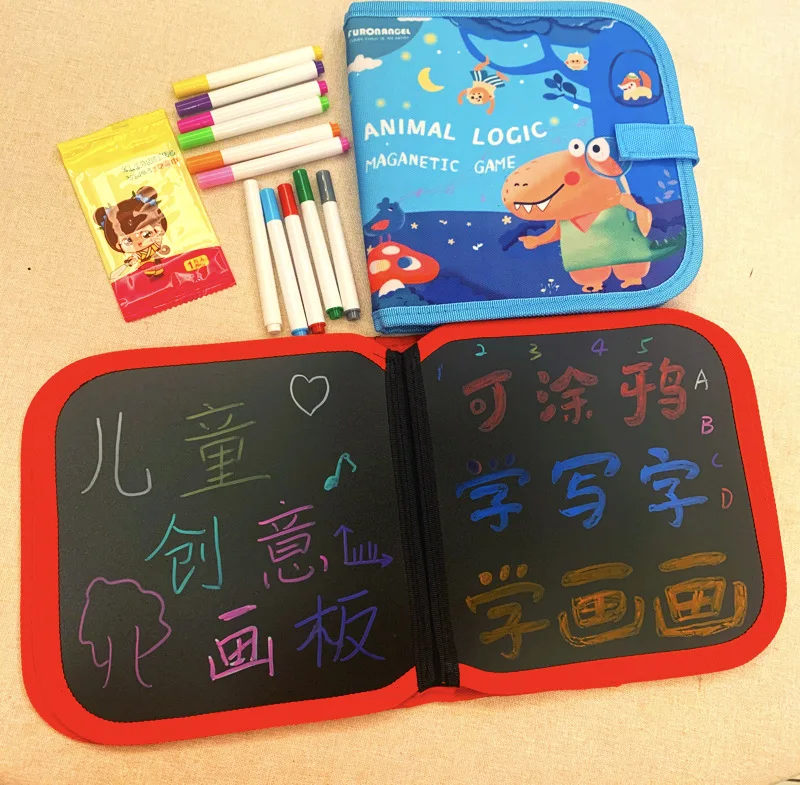 

1 Set Portable Soft Chalk Drawing Board Baby Diy Drawing Toys With Magic Pen Coloring Book Water Chalk Kid Painting Blackboard