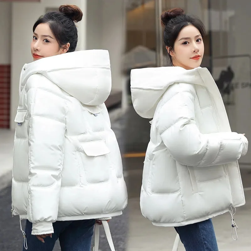 QNPQYX New Winter Jacket Women Parkas Thick Warm Jackets Hooded Female Cotton Padded Parka Loose Snow Wear Student Coat Outwear