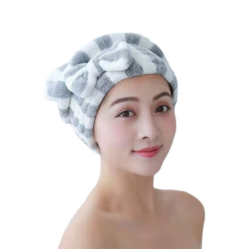 

Coral Fleece Bow Soft Hair Towel Quick Absorbent Towel Women's Hair Drying Cap
