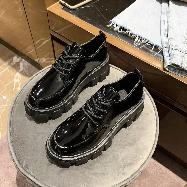 

2022 Summer New Non-slip Ladies Platform Shoes Fashion All-match Shoes Ladies Round Toe Women's Boots 35-40 Solid Color Laces