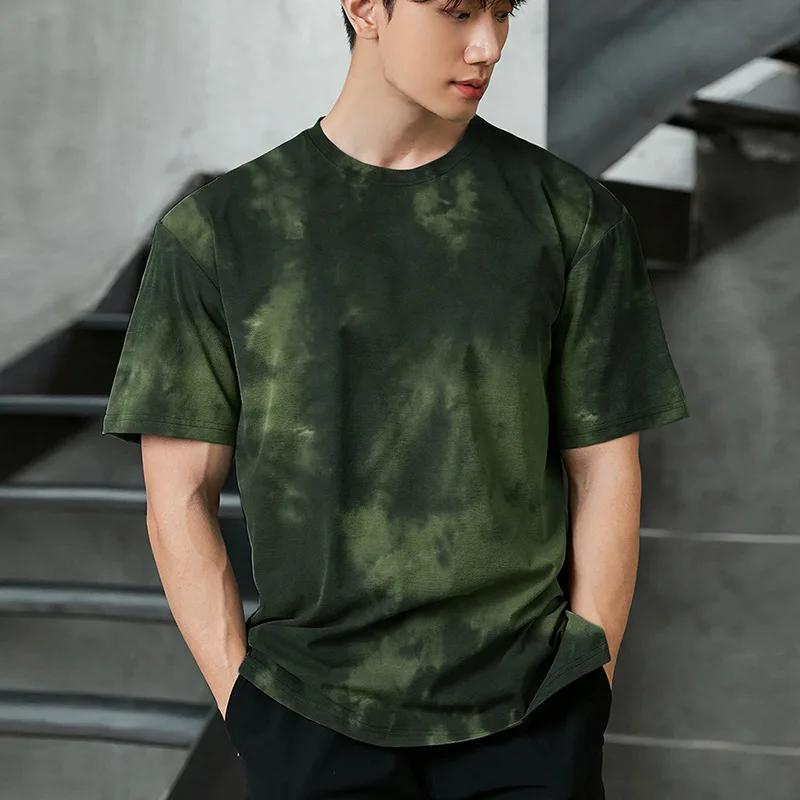 

Summer New Men Oversized Quick Dry Short Sleeve Mesh Tshirt Mens O Collared Loose Tye Dye T Shirts Gym Clothing Tee Shirt Homme