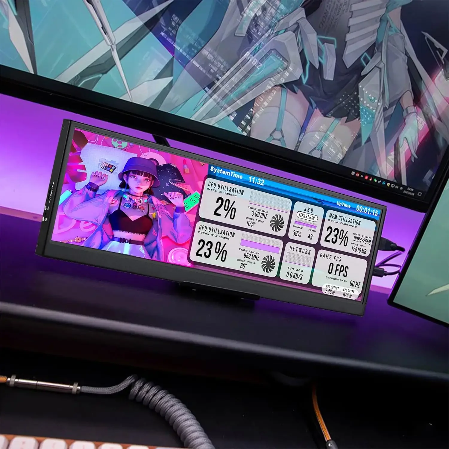 Wisecoco 12 6 дюймовый вторичный экран IPS сенсорный монитор растянутый Бар ЖК-дисплей